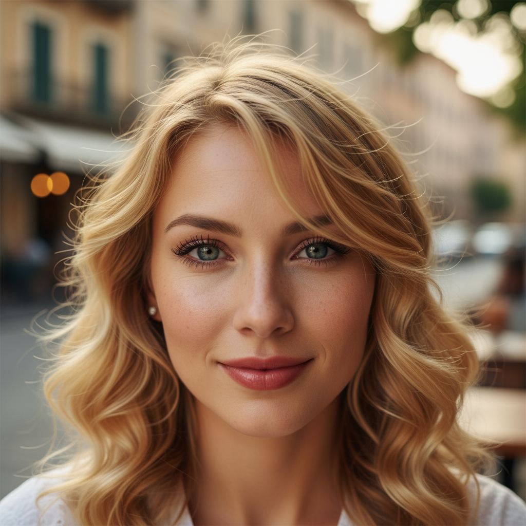 signora bionda viso